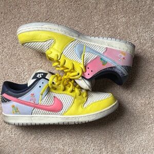 Nike Sunk SB Sneakers in Yellow, Pink, and Blue